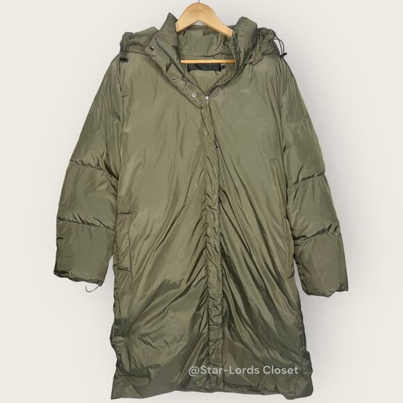 Jenni Kayne Down Long Puffer Coat | XXL Plus Size | Green Feather Winter Jacket - Picture 2 of 12